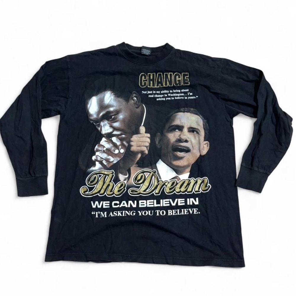 Vintage Martin Luther King Jr + Obama Rap T Inspired Themed Long Sleeve Shirt